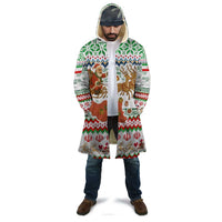 Iran Christmas Cloak with Santa Sleigh Reindeer Map and Green Red Snowflake Pattern - Wonder Print Shop