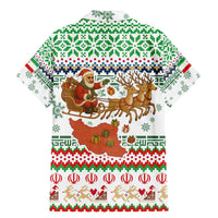 Iran Christmas Family Matching Mermaid Dress and Hawaiian Shirt with Santa Sleigh Reindeer Map and Green Red Snowflake Pattern - Wonder Print Shop