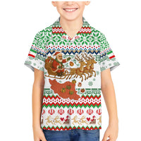 Iran Christmas Family Matching Mermaid Dress and Hawaiian Shirt with Santa Sleigh Reindeer Map and Green Red Snowflake Pattern - Wonder Print Shop