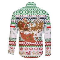 Iran Christmas Family Matching Off Shoulder Maxi Dress and Hawaiian Shirt with Santa Sleigh Reindeer Map and Green Red Snowflake Pattern - Wonder Print Shop