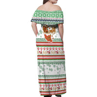 Iran Christmas Family Matching Off Shoulder Maxi Dress and Hawaiian Shirt with Santa Sleigh Reindeer Map and Green Red Snowflake Pattern - Wonder Print Shop