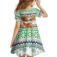 Iran Christmas Family Matching Tank Maxi Dress and Hawaiian Shirt with Santa Sleigh Reindeer Map and Green Red Snowflake Pattern - Wonder Print Shop