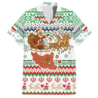 Iran Christmas Family Matching Tank Maxi Dress and Hawaiian Shirt with Santa Sleigh Reindeer Map and Green Red Snowflake Pattern - Wonder Print Shop