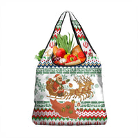 Iran Christmas Grocery Bag with Santa Sleigh Reindeer Map and Green Red Snowflake Pattern - Wonder Print Shop