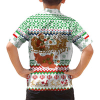Iran Christmas Hawaiian Shirt with Santa Sleigh Reindeer Map and Green Red Snowflake Pattern - Wonder Print Shop