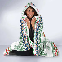 Iran Christmas Hooded Blanket with Santa Sleigh Reindeer Map and Green Red Snowflake Pattern - Wonder Print Shop