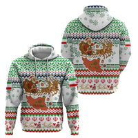 Iran Christmas Hoodie with Santa Sleigh Reindeer Map and Green Red Snowflake Pattern - Wonder Print Shop