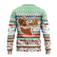 Iran Christmas Ugly Christmas Sweater with Santa Sleigh Reindeer Map and Green Red Snowflake Pattern - Wonder Print Shop