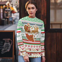 Iran Christmas Ugly Christmas Sweater with Santa Sleigh Reindeer Map and Green Red Snowflake Pattern - Wonder Print Shop