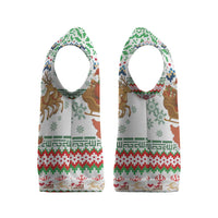 Iran Christmas Knitted V-Neck Vest with Santa Sleigh Reindeer Map and Green Red Snowflake Pattern - Wonder Print Shop