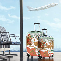Iran Christmas Luggage Cover with Santa Sleigh Reindeer Map and Green Red Snowflake Pattern - Wonder Print Shop