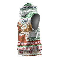 Iran Christmas Sleeveless Hoodie with Santa Sleigh Reindeer Map and Green Red Snowflake Pattern - Wonder Print Shop