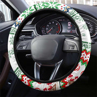 Iran Christmas Steering Wheel Cover with Santa Sleigh Reindeer Map and Green Red Snowflake Pattern - Wonder Print Shop