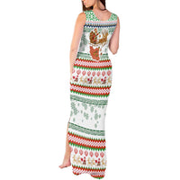 Iran Christmas Tank Maxi Dress with Santa Sleigh Reindeer Map and Green Red Snowflake Pattern - Wonder Print Shop