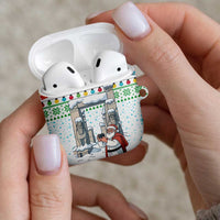 Iran Christmas AirPods Case with Santa Taking Photos Ancient Columns and Snowflake Gift Pattern - Wonder Print Shop