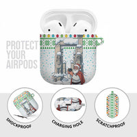 Iran Christmas AirPods Case with Santa Taking Photos Ancient Columns and Snowflake Gift Pattern - Wonder Print Shop