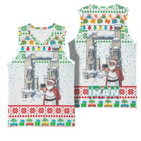 Iran Christmas Basketball Jersey with Santa Taking Photos Ancient Columns and Snowflake Gift Pattern - Wonder Print Shop