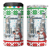 Iran Christmas 4 in 1 Can Cooler Tumbler with Santa Taking Photos Ancient Columns and Snowflake Gift Pattern - Wonder Print Shop