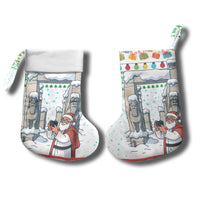 Iran Christmas Stocking with Santa Taking Photos Ancient Columns and Snowflake Gift Pattern - Wonder Print Shop