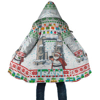 Iran Christmas Cloak with Santa Taking Photos Ancient Columns and Snowflake Gift Pattern - Wonder Print Shop