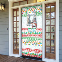 Iran Christmas Door Cover with Santa Taking Photos Ancient Columns and Snowflake Gift Pattern - Wonder Print Shop