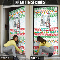 Iran Christmas Door Cover with Santa Taking Photos Ancient Columns and Snowflake Gift Pattern - Wonder Print Shop