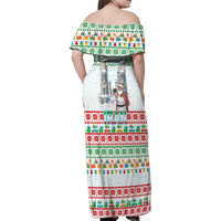 Iran Christmas Family Matching Off Shoulder Maxi Dress and Hawaiian Shirt with Santa Taking Photos Ancient Columns and Snowflake Gift Pattern - Wonder Print Shop