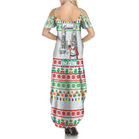 Iran Christmas Family Matching Summer Maxi Dress and Hawaiian Shirt with Santa Taking Photos Ancient Columns and Snowflake Gift Pattern - Wonder Print Shop
