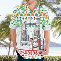 Iran Christmas Hawaiian Shirt with Santa Taking Photos Ancient Columns and Snowflake Gift Pattern - Wonder Print Shop