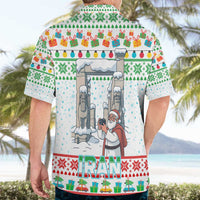 Iran Christmas Hawaiian Shirt with Santa Taking Photos Ancient Columns and Snowflake Gift Pattern - Wonder Print Shop