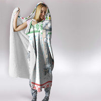 Iran Christmas Hooded Blanket with Santa Taking Photos Ancient Columns and Snowflake Gift Pattern - Wonder Print Shop
