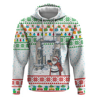 Iran Christmas Hoodie with Santa Taking Photos Ancient Columns and Snowflake Gift Pattern - Wonder Print Shop