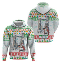 Iran Christmas Hoodie with Santa Taking Photos Ancient Columns and Snowflake Gift Pattern - Wonder Print Shop