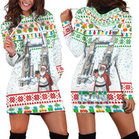 Iran Christmas Hoodie Dress with Santa Taking Photos Ancient Columns and Snowflake Gift Pattern - Wonder Print Shop