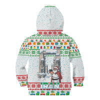 Iran Christmas Kid Hoodie with Santa Taking Photos Ancient Columns and Snowflake Gift Pattern - Wonder Print Shop