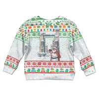 Iran Christmas Kid Ugly Christmas Sweater with Santa Taking Photos Ancient Columns and Snowflake Gift Pattern - Wonder Print Shop