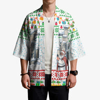 Iran Christmas Kimono with Santa Taking Photos Ancient Columns and Snowflake Gift Pattern - Wonder Print Shop