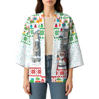 Iran Christmas Kimono with Santa Taking Photos Ancient Columns and Snowflake Gift Pattern - Wonder Print Shop
