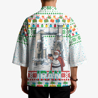 Iran Christmas Kimono with Santa Taking Photos Ancient Columns and Snowflake Gift Pattern - Wonder Print Shop