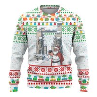 Iran Christmas Ugly Christmas Sweater with Santa Taking Photos Ancient Columns and Snowflake Gift Pattern - Wonder Print Shop