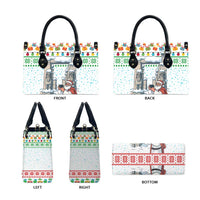 Iran Christmas Leather Bag with Santa Taking Photos Ancient Columns and Snowflake Gift Pattern - Wonder Print Shop