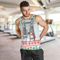 Iran Christmas Men Tank Top with Santa Taking Photos Ancient Columns and Snowflake Gift Pattern - Wonder Print Shop