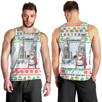 Iran Christmas Men Tank Top with Santa Taking Photos Ancient Columns and Snowflake Gift Pattern - Wonder Print Shop