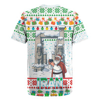Iran Christmas Rugby Jersey with Santa Taking Photos Ancient Columns and Snowflake Gift Pattern - Wonder Print Shop