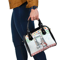 Iran Christmas Shoulder Handbag with Santa Taking Photos Ancient Columns and Snowflake Gift Pattern - Wonder Print Shop