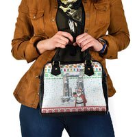 Iran Christmas Shoulder Handbag with Santa Taking Photos Ancient Columns and Snowflake Gift Pattern - Wonder Print Shop