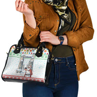 Iran Christmas Shoulder Handbag with Santa Taking Photos Ancient Columns and Snowflake Gift Pattern - Wonder Print Shop