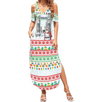 Iran Christmas Summer Maxi Dress with Santa Taking Photos Ancient Columns and Snowflake Gift Pattern - Wonder Print Shop