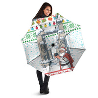 Iran Christmas Umbrella with Santa Taking Photos Ancient Columns and Snowflake Gift Pattern - Wonder Print Shop