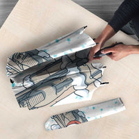 Iran Christmas Umbrella with Santa Taking Photos Ancient Columns and Snowflake Gift Pattern - Wonder Print Shop